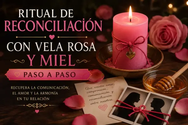 Ritual de reconciliación con vela rosa y miel