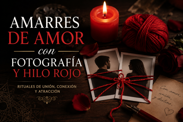 Amarres de amor con fotografía y hilo rojo